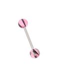 14G Steel Black And Pink Tongue Barbell, SILVER, hi-res