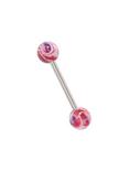 14G Steel Pink And Purple Swirl Tongue Barbell, SILVER, hi-res