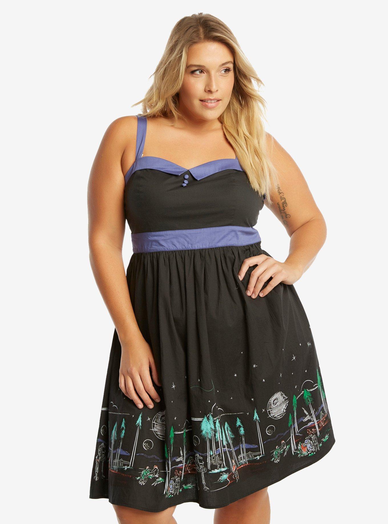 Star Wars Endor Landscape Dress Plus Size, BLACK, hi-res