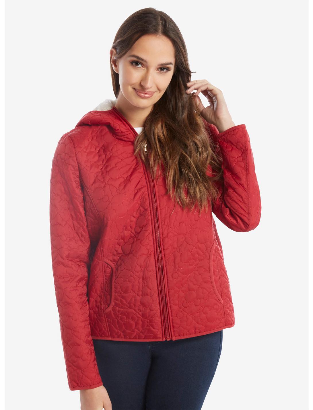 Disney Minnie Mouse Womens Puffer Jacket - BoxLunch Exclusive, RED, hi-res