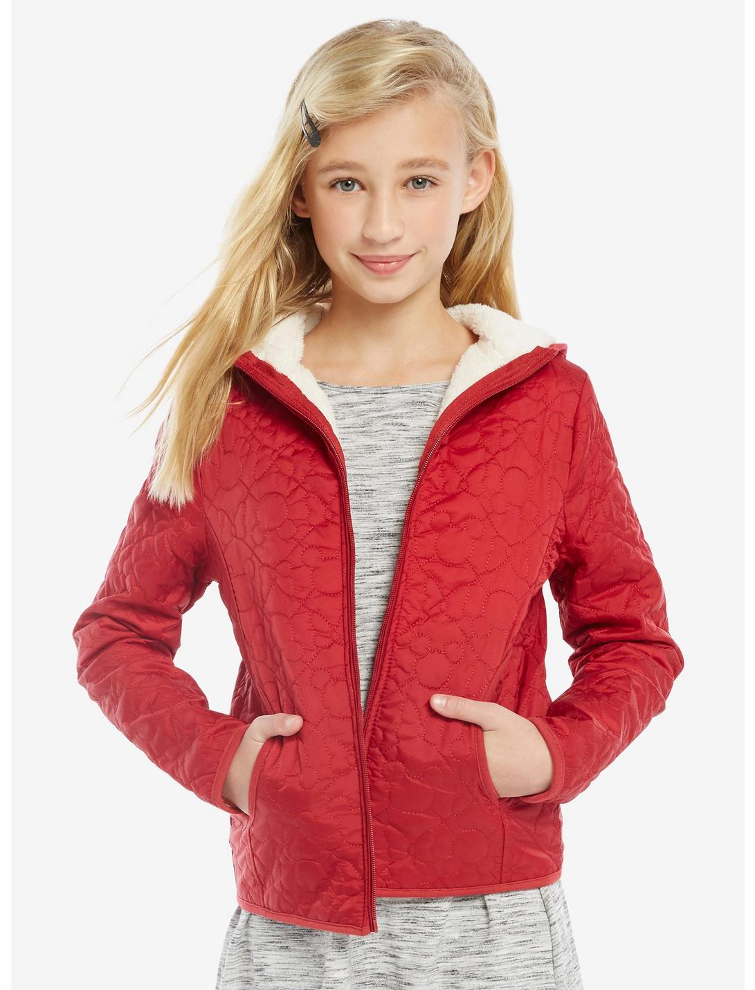 Disney Minnie Mouse Youth Puffer Jacket, RED, hi-res