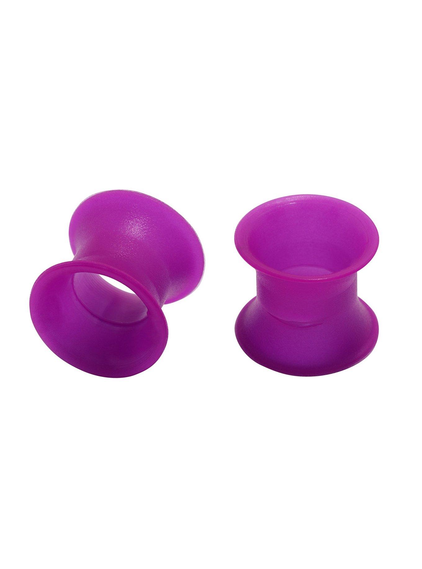 Kaos Silicon Softwear UV Purple Earskin Eyelet Plugs, PURPLE, hi-res