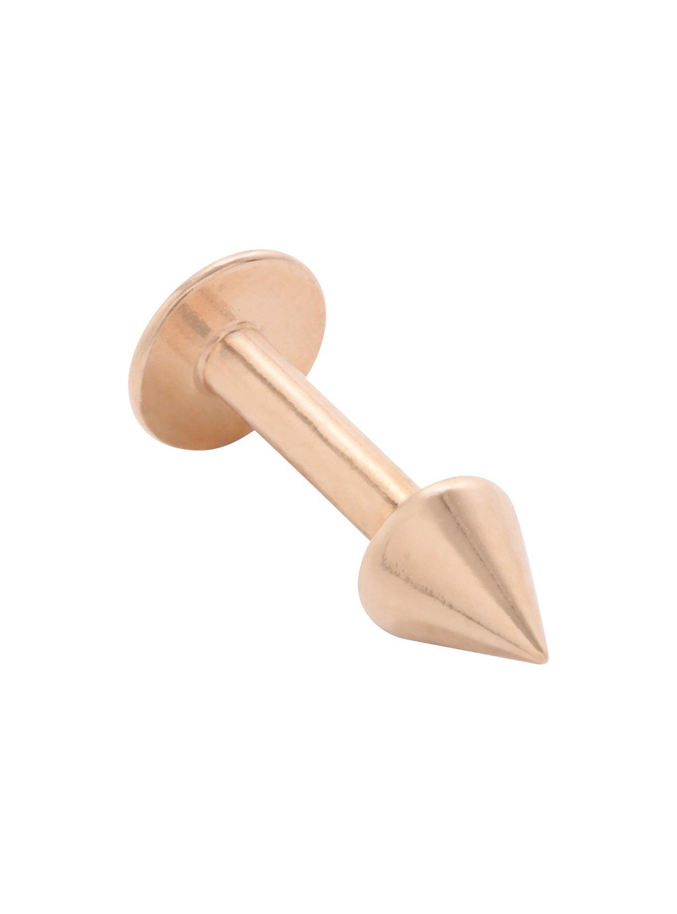 14G 5/16 Surgical Steel Rose Gold Plated Spike Labret Stud, ROSE GOLD, hi-res