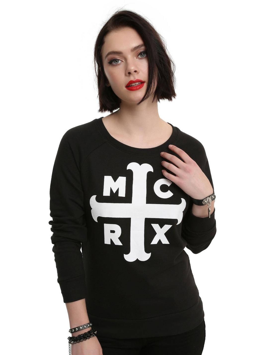 My Chemical Romance Cross Lace Back Girls Sweater, BLACK, hi-res