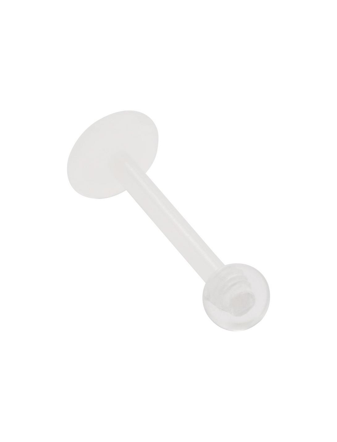16G 3/8 Acrylic White Clear Ball Labret Stud, CLEAR, hi-res