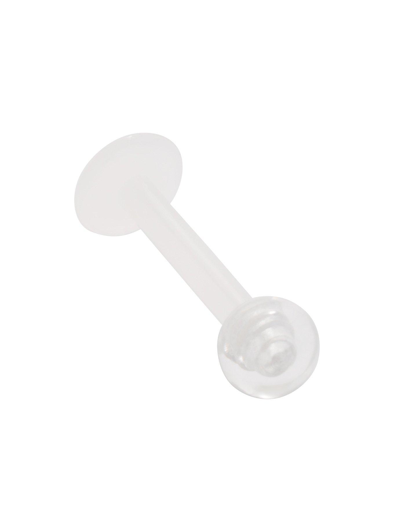 14G 3/8 Acrylic White Clear Ball Labret Stud, CLEAR, hi-res