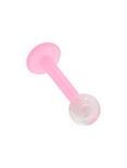 14G 3/8 Acrylic Pink Clear Ball Labret Stud, PINK, hi-res