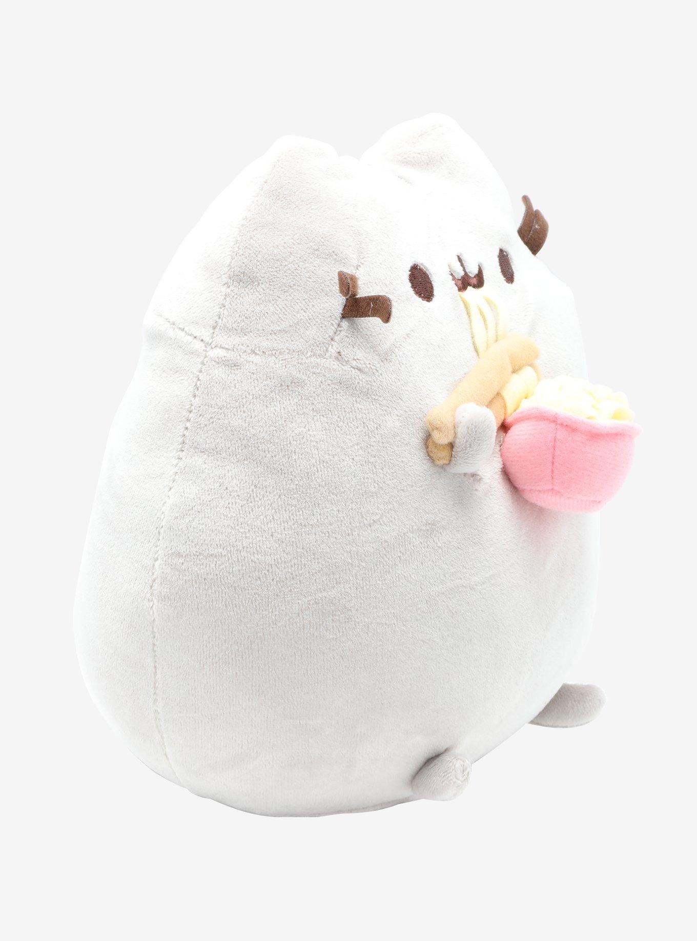 Pusheen eating store noodles plush