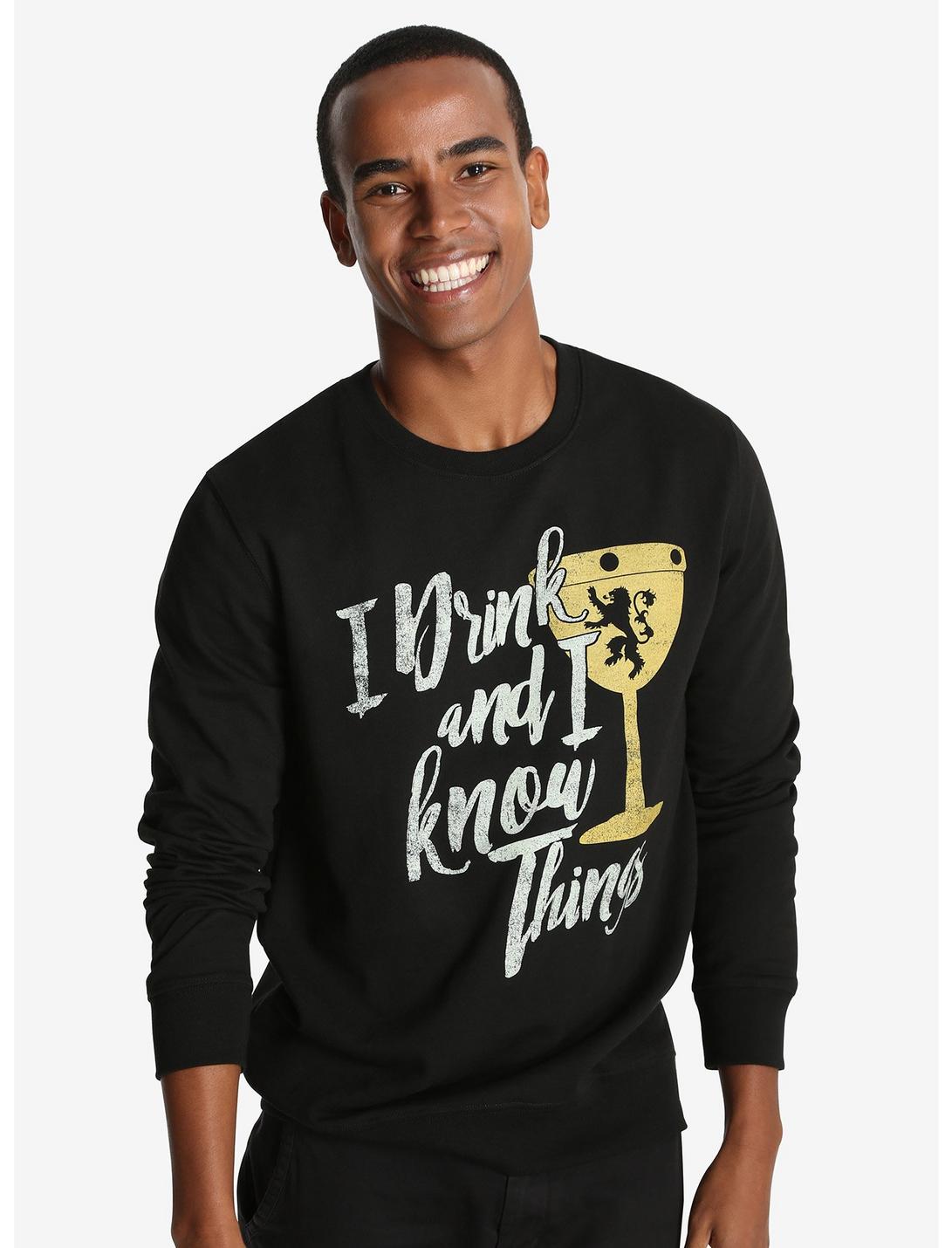 Game Of Thrones I Drink And I Know Things Sweatshirt - BoxLunch Exclusive, CHARCOAL, hi-res