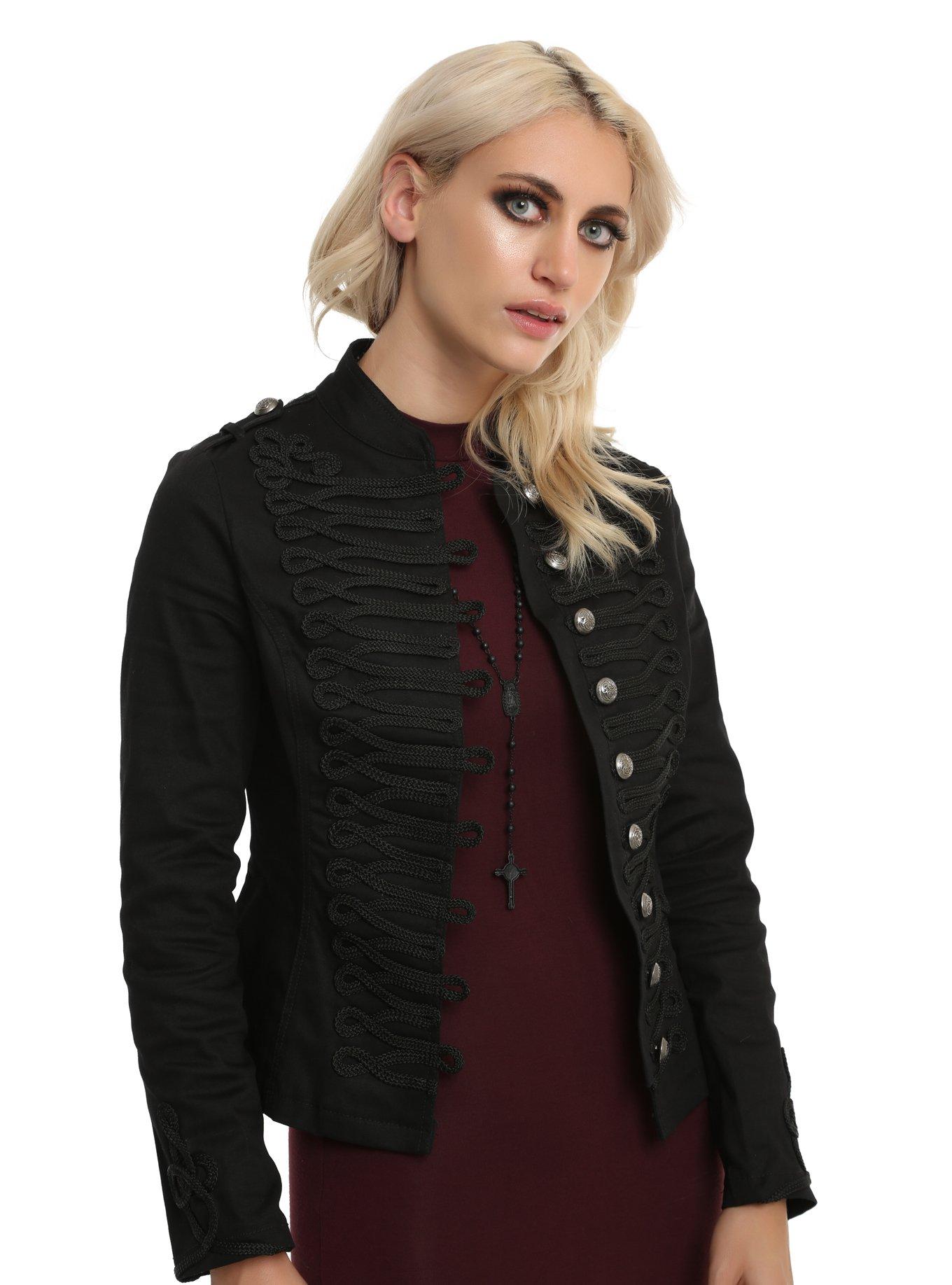 Black Military Girls Jacket, BLACK, hi-res