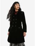 Black Velvet Trench Coat, BLACK, hi-res