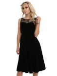 Black Lace Velvet Dress, BLACK, hi-res