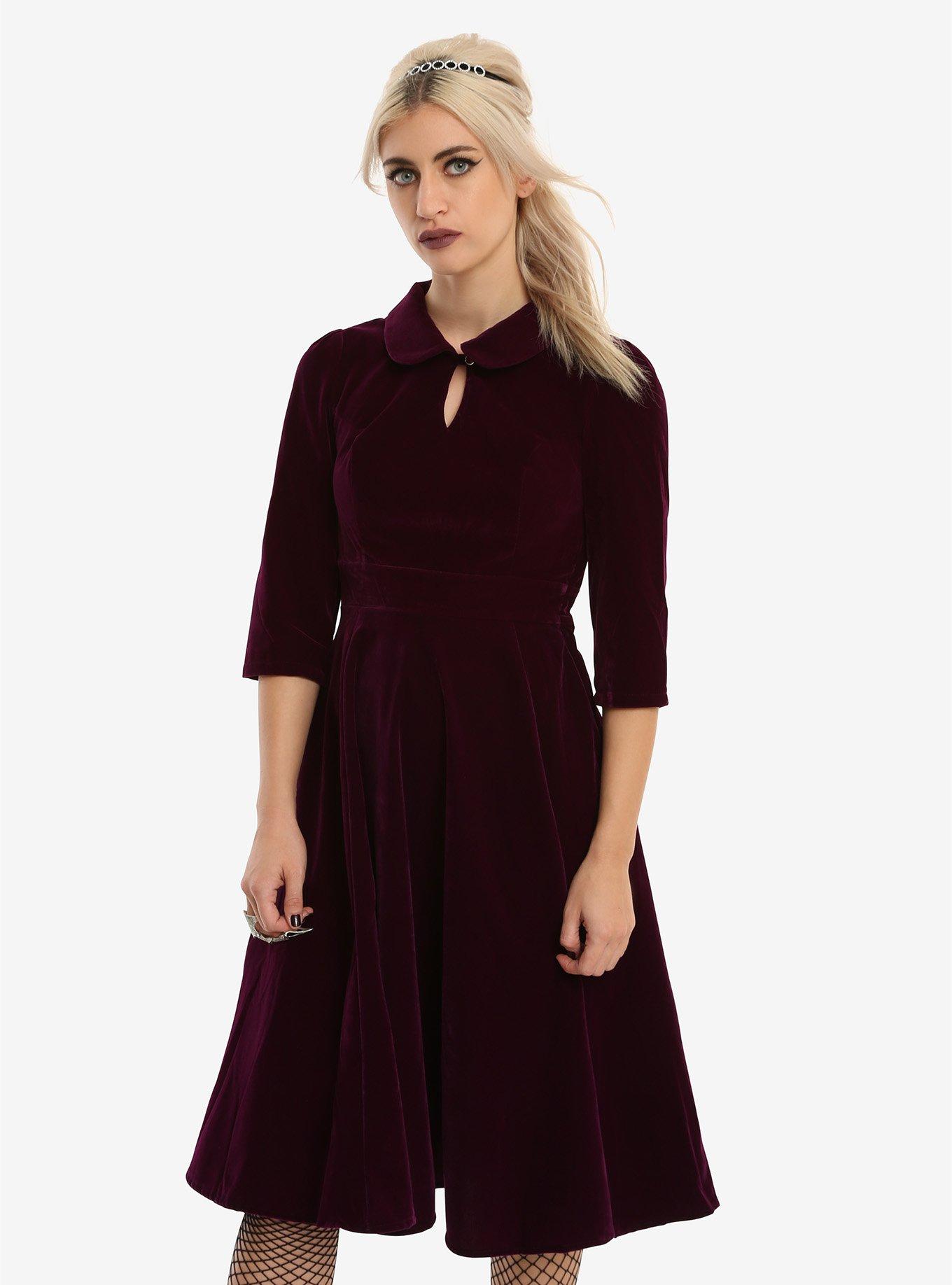 Eggplant Collared Fit & Flare Dress | Hot Topic