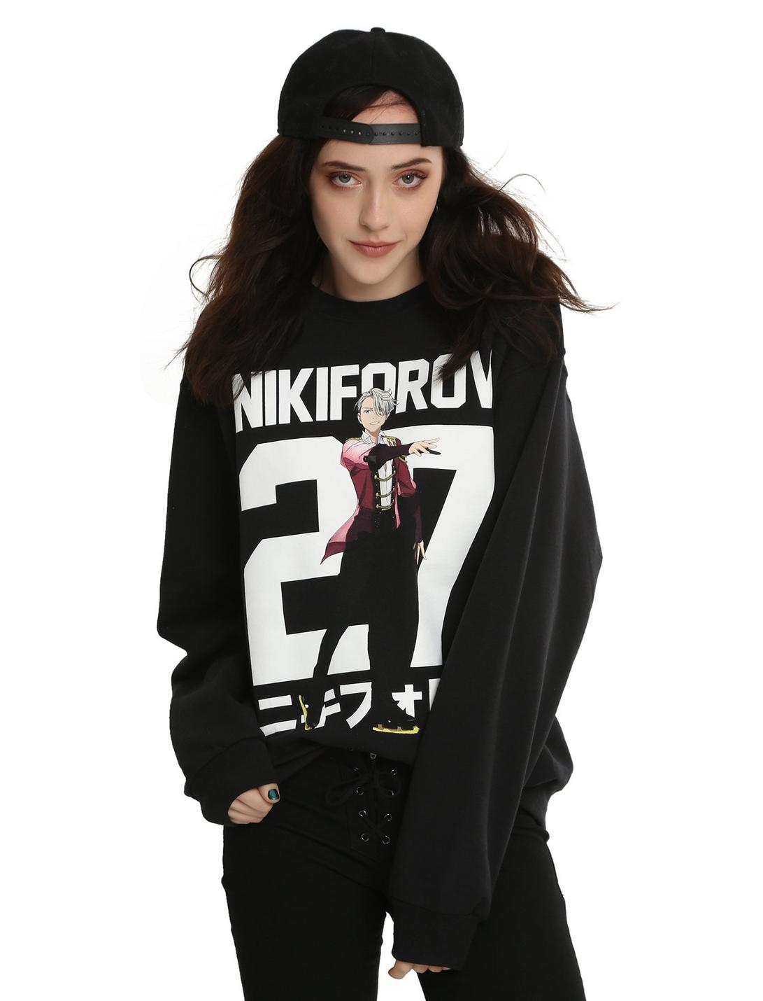 Yuri!!! On Ice Nikiforov 27 Victor Girls Sweatshirt, BLACK, hi-res