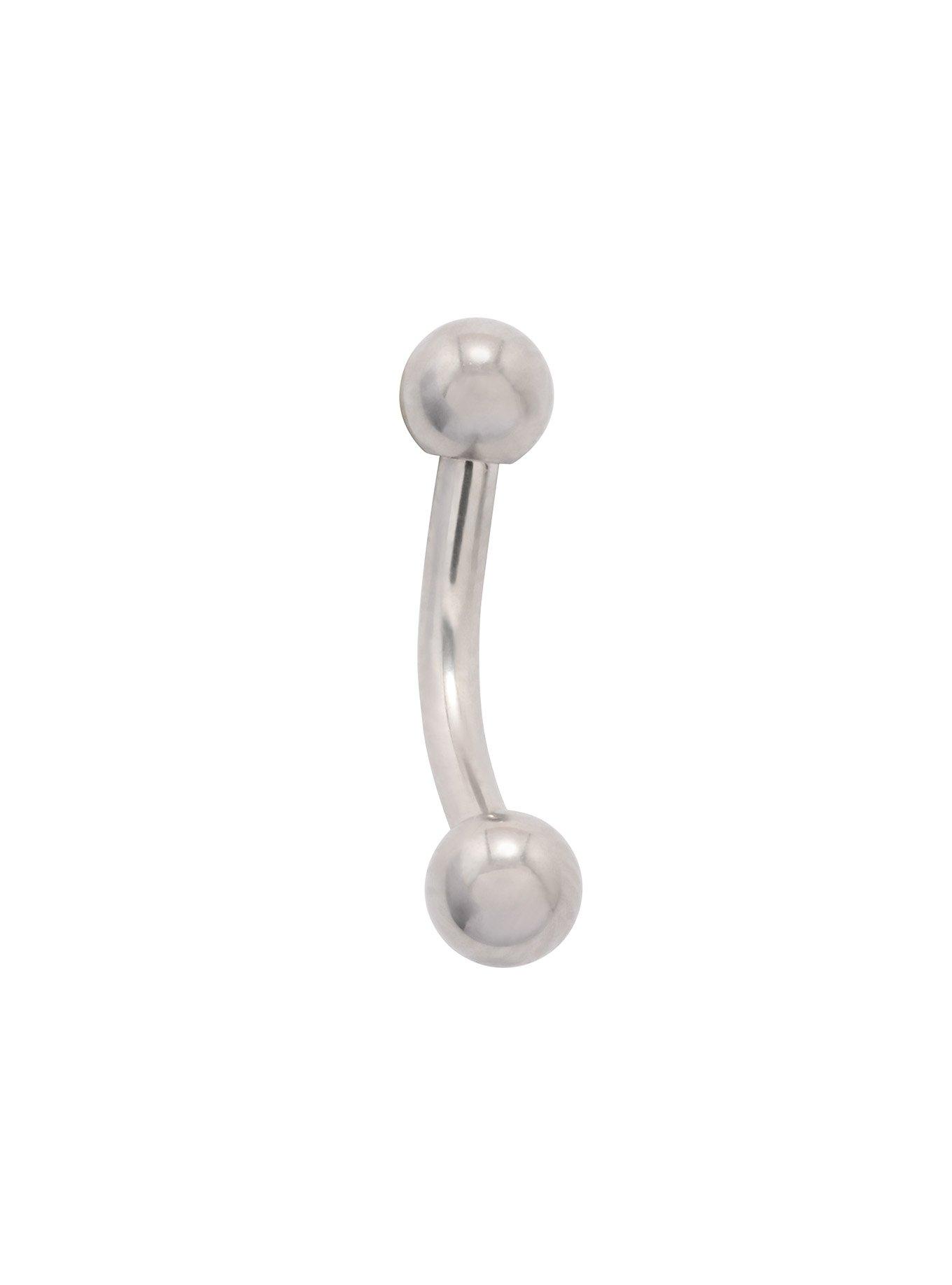 14G 3/8 Steel Eyebrow Barbell, SILVER, hi-res