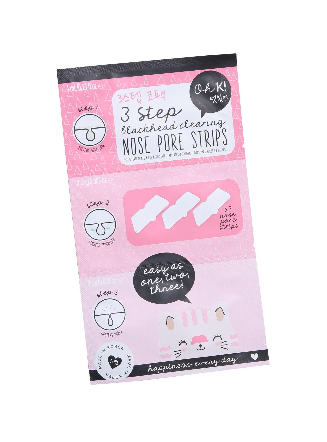 Oh K! 3 Step Blackhead Clearing Nose Pore Strips, , hi-res