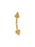 16G 3/8 Gold Plated Steel Spike Eyebrow Curved Barbell, GOLD, hi-res
