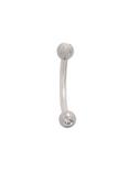 16G 3/8 Steel Clear CZ Eyebrow Barbell, SILVER, hi-res