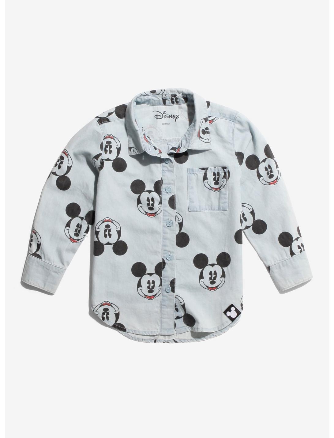 Disney Mickey Mouse Allover Print Toddler Woven Button-Up, BLUE, hi-res