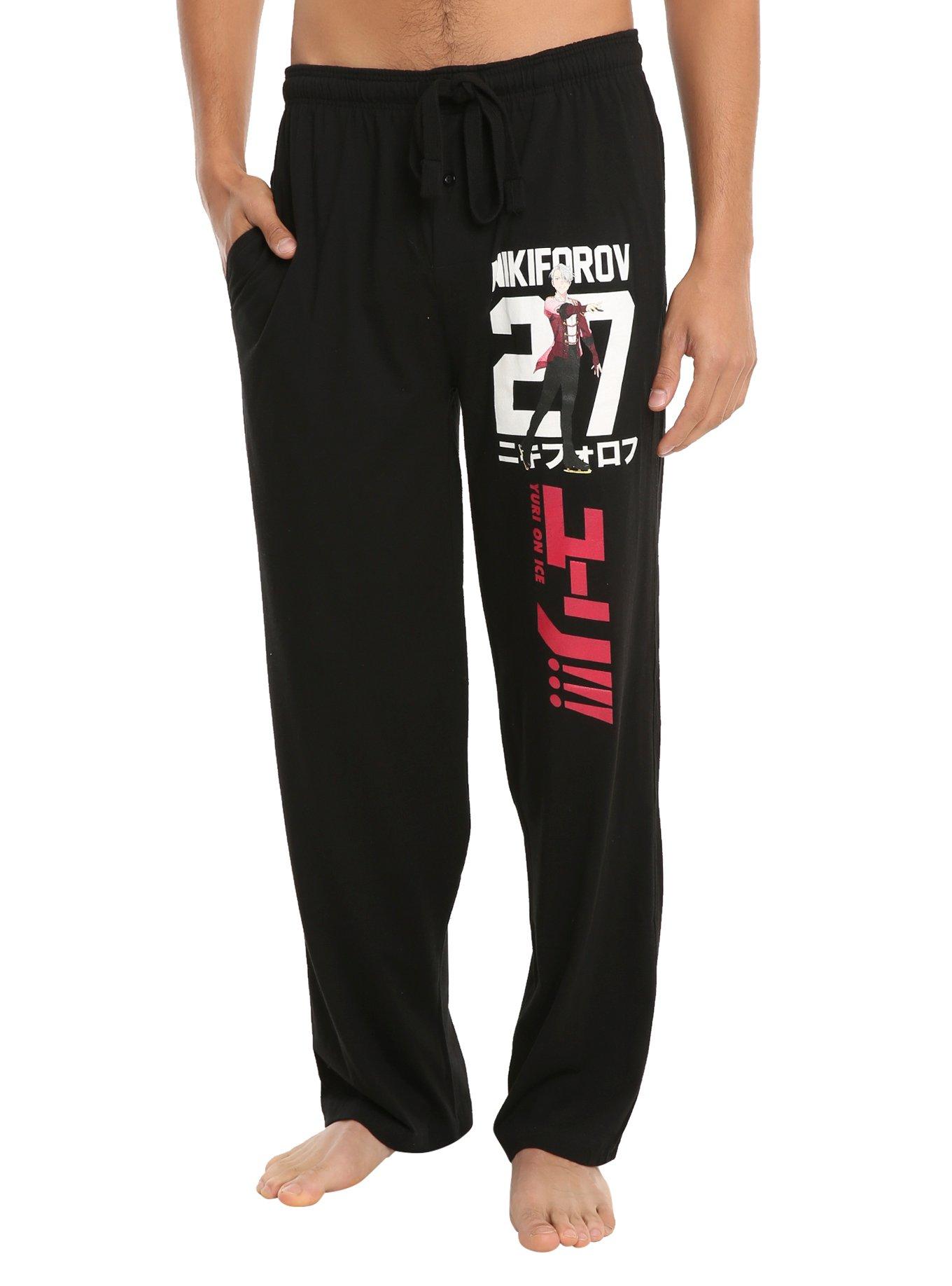 Yuri!!! On Ice Victor Nikiforov 27 Guys Pajama Pants, BLACK, hi-res