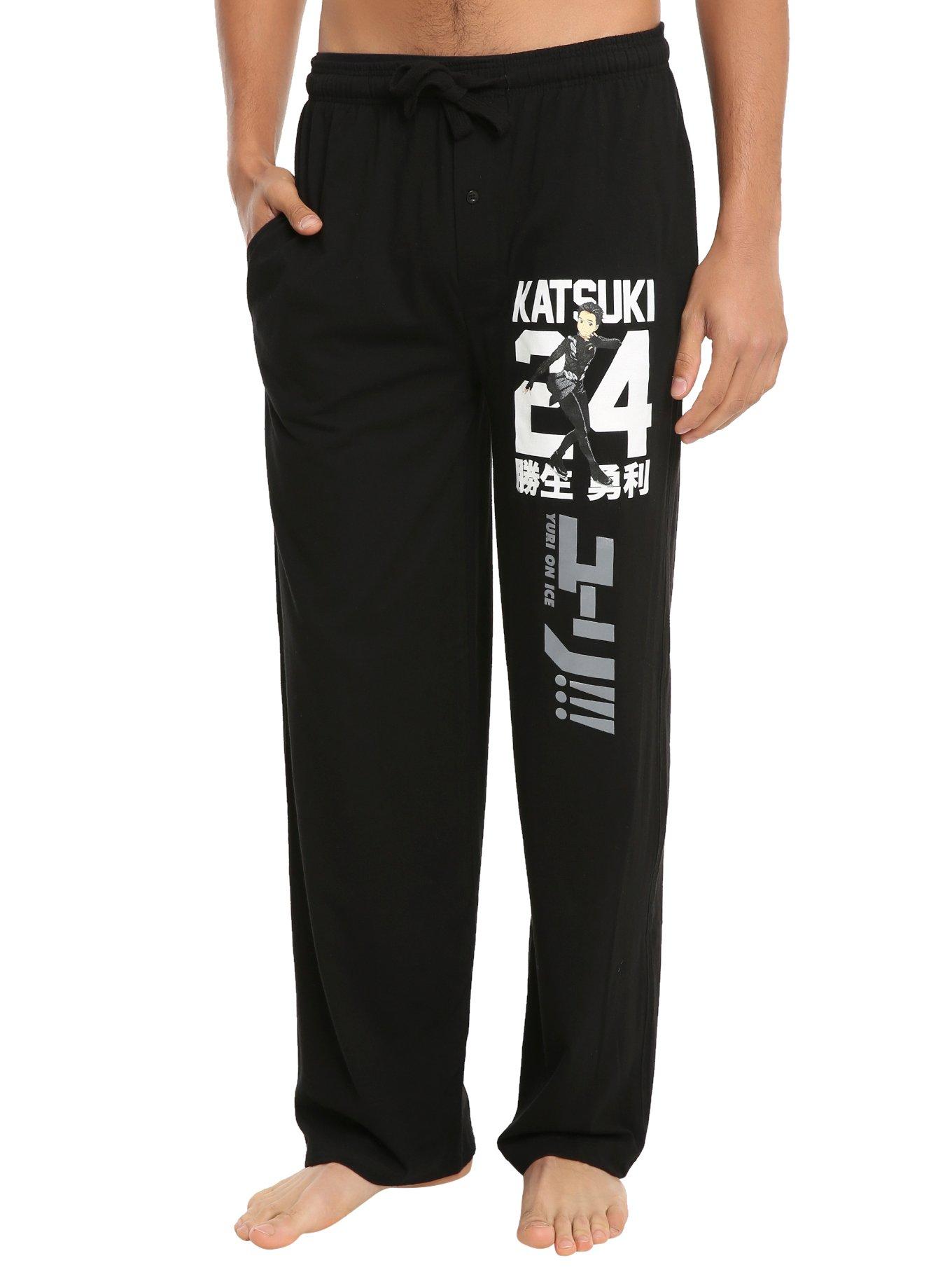 Yuri!!! On Ice Yuri Katsuki 24 Guys Pajama Pants, BLACK, hi-res