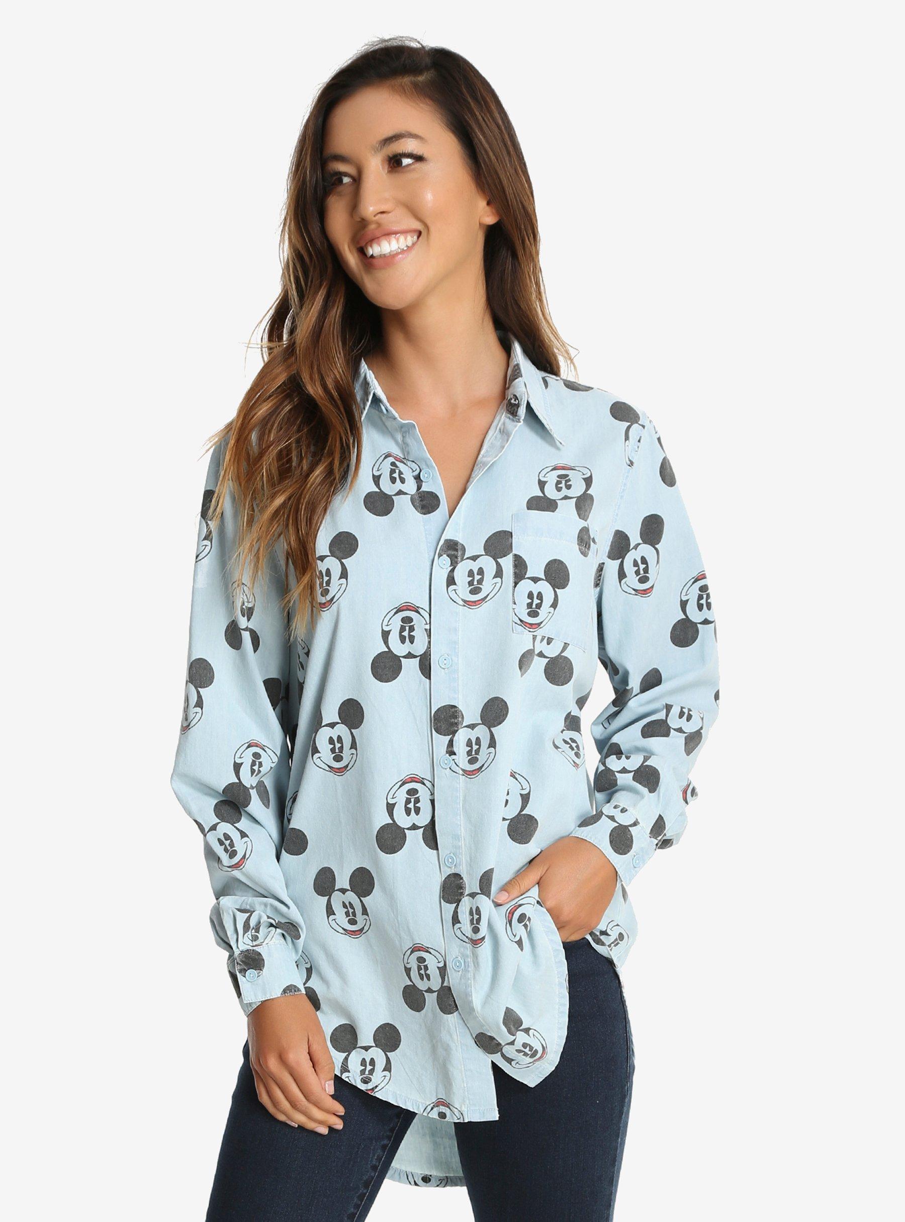 Disney Mickey Mouse Allover Print Womens Woven Button Up BoxLunch Exclusive BoxLunch