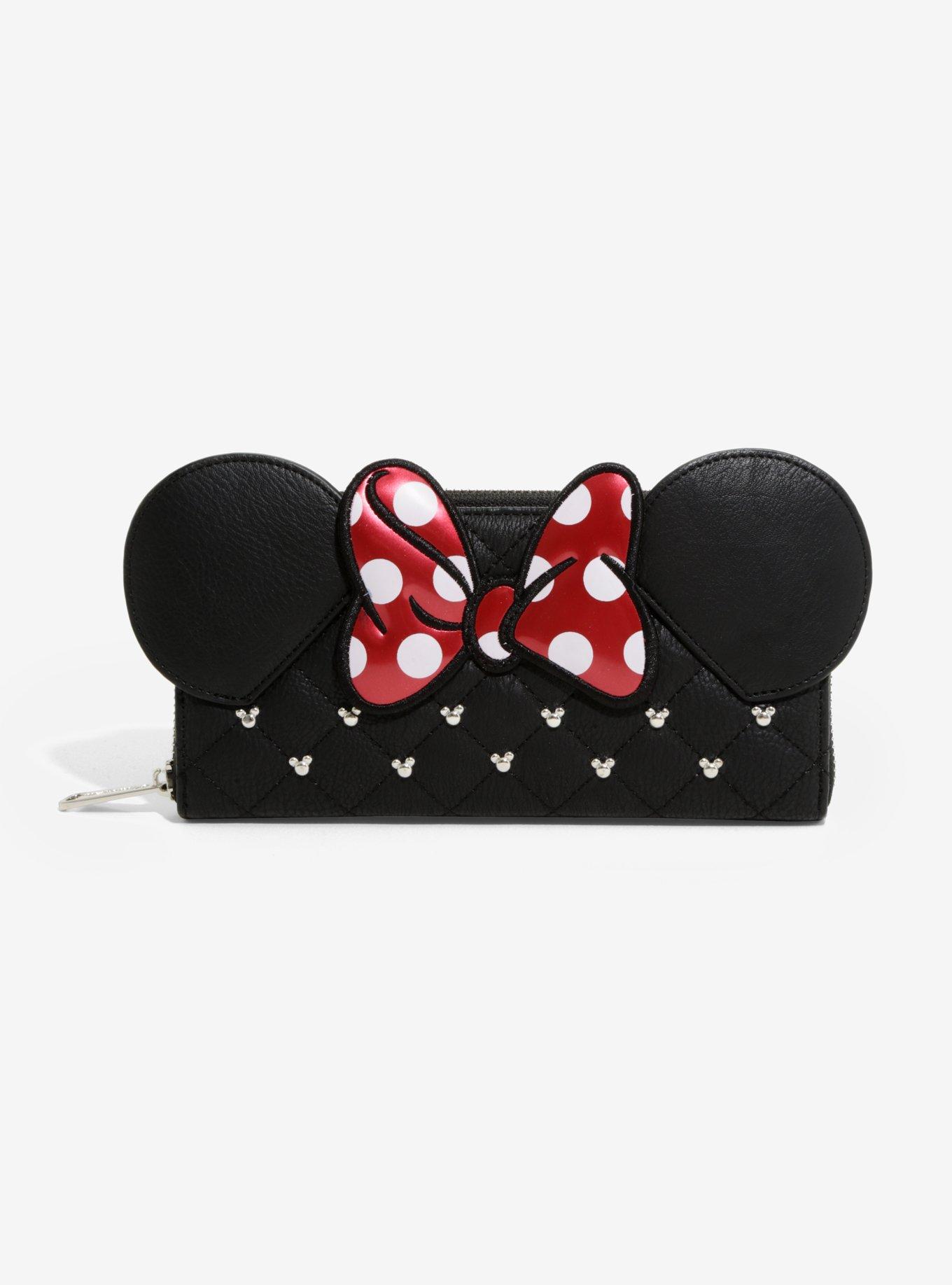 Loungefly Disney Minnie Mouse Bow Stud Zip Wallet, , hi-res