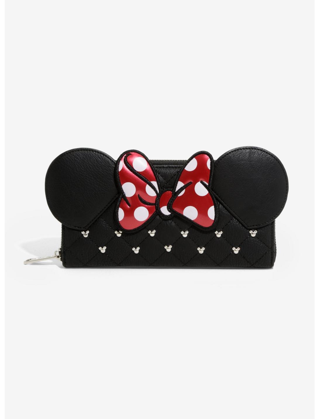 Loungefly Disney Minnie Mouse Bow Stud Zip Wallet, , hi-res