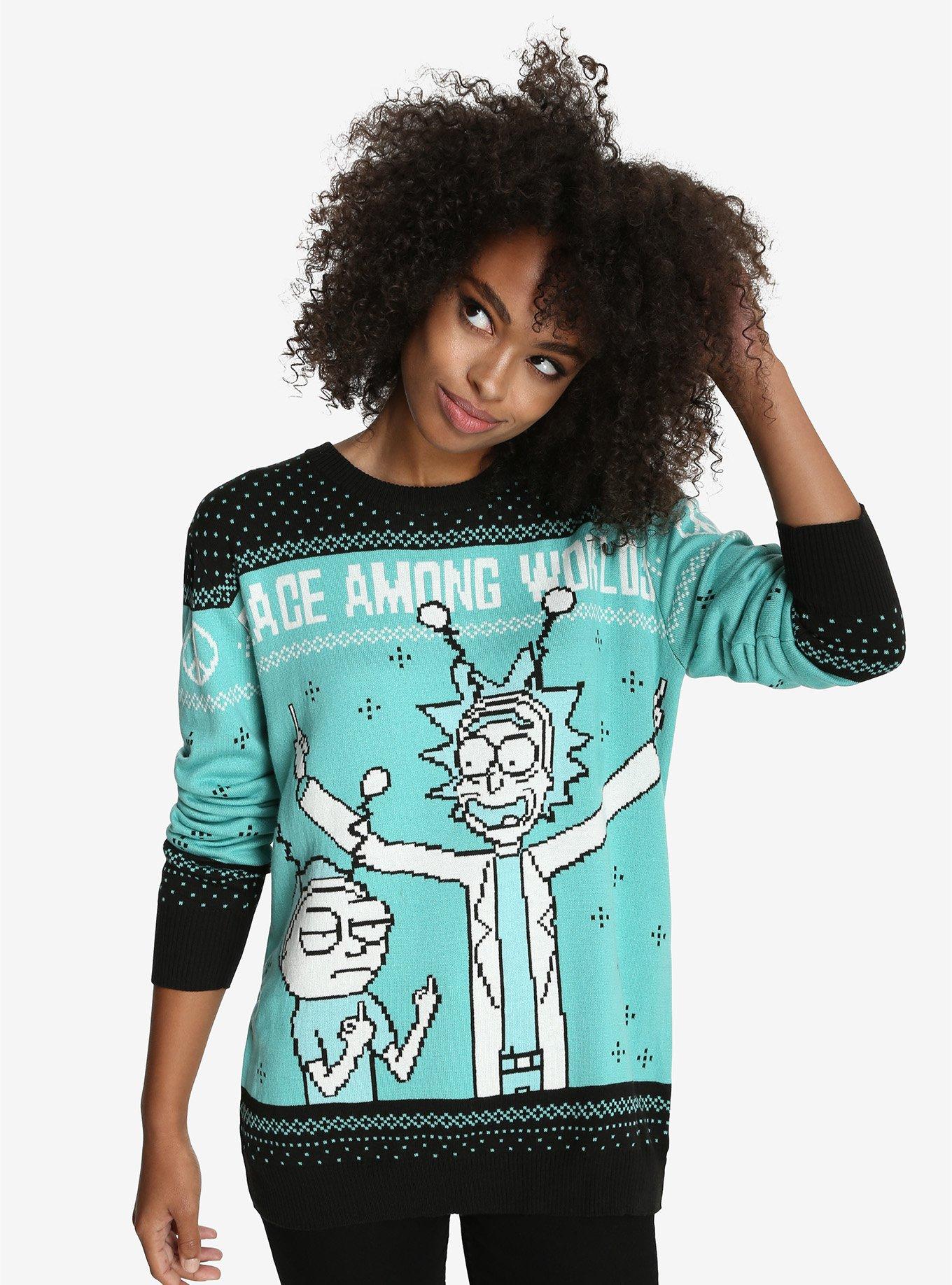 Rick And Morty World Peace Ugly Holiday Sweater, BLACK, hi-res