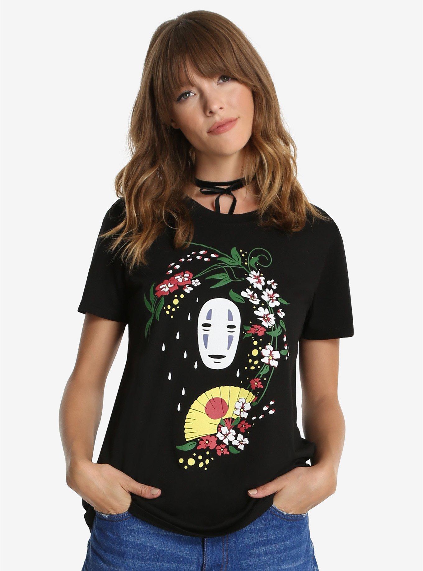 Her Universe Studio Ghibli Spirited Away No-Face Floral Womens Tee, BLACK, hi-res