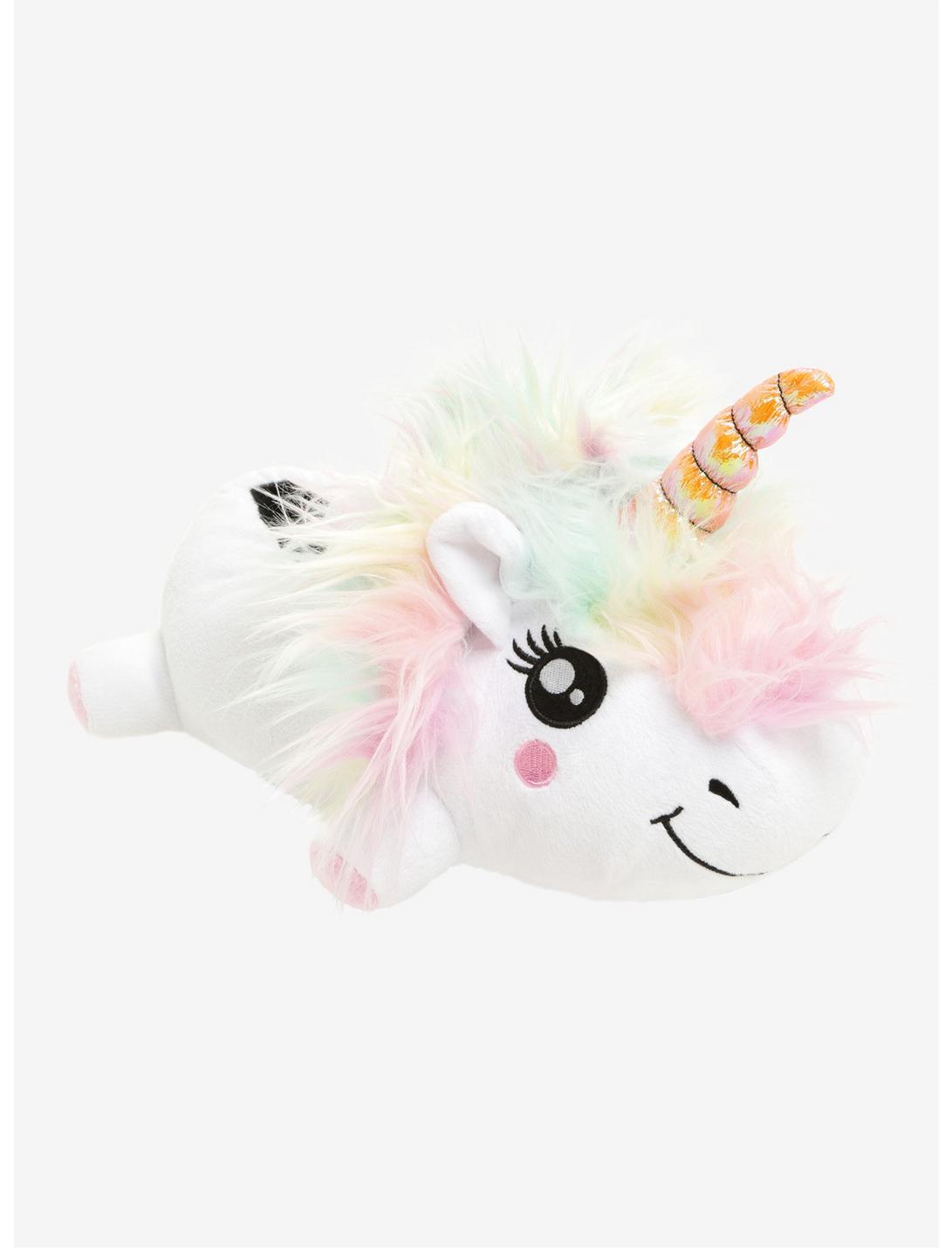 Unicorn Plush Slippers, WHITE, hi-res