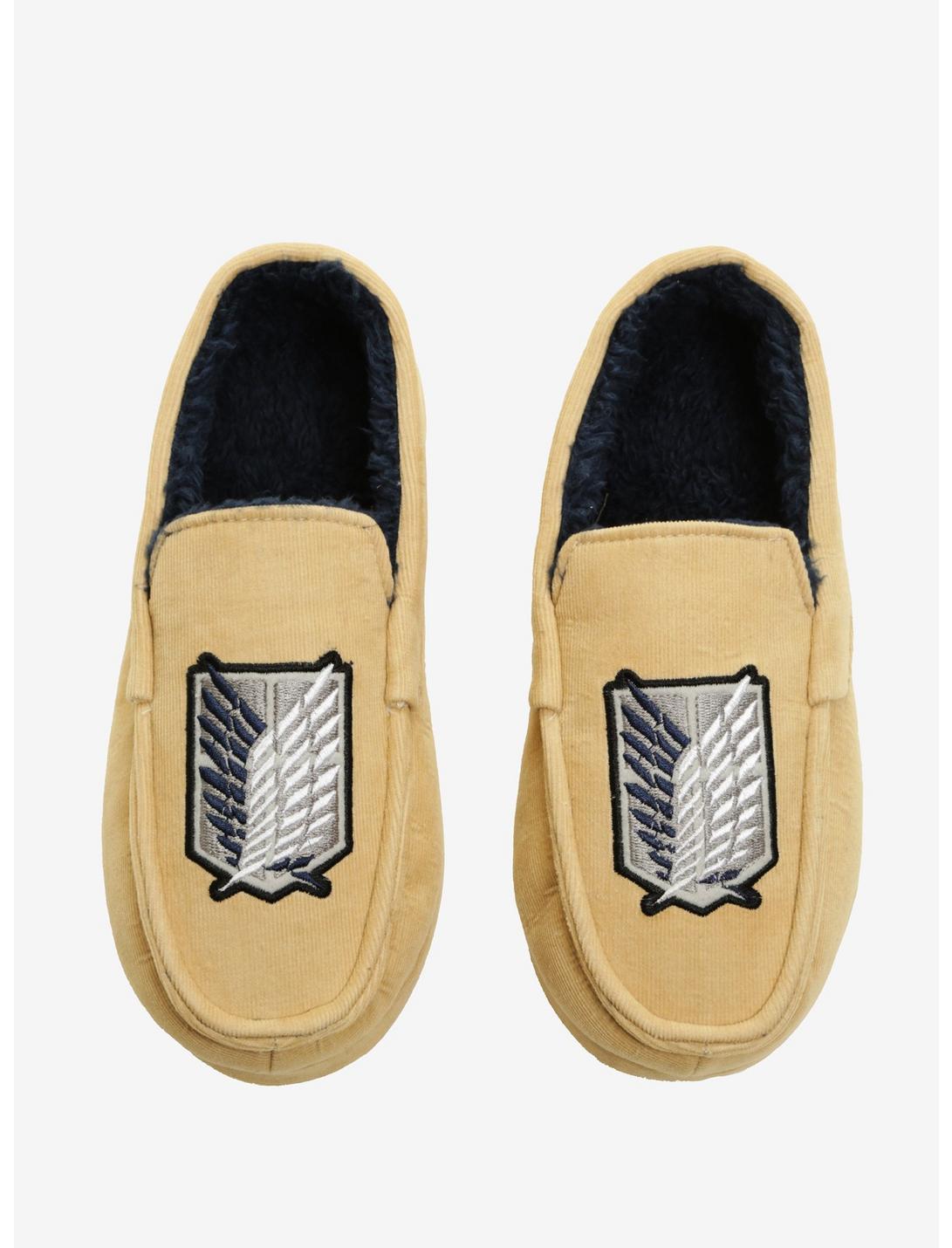 Attack On Titan Corduroy Moccasin Slippers, BROWN, hi-res