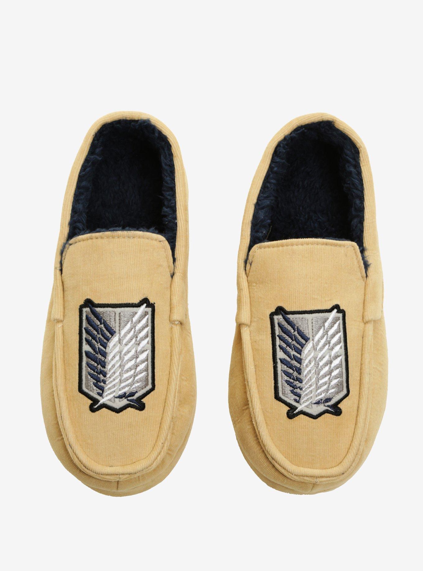 Attack On Titan Corduroy Moccasin Slippers, BROWN, hi-res
