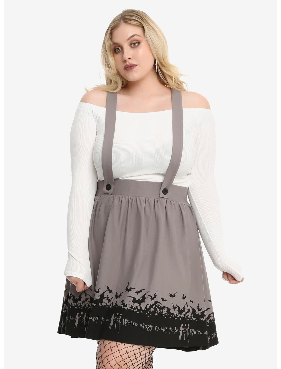 The Nightmare Before Christmas Simply Meant To Be Suspender Skirt Plus Size, GREY, hi-res