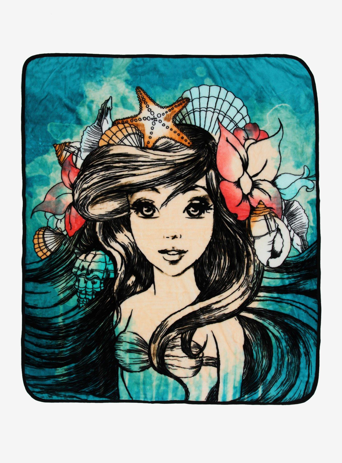 Disney The Little Mermaid Ariel Sketch Art Throw Blanket, , hi-res