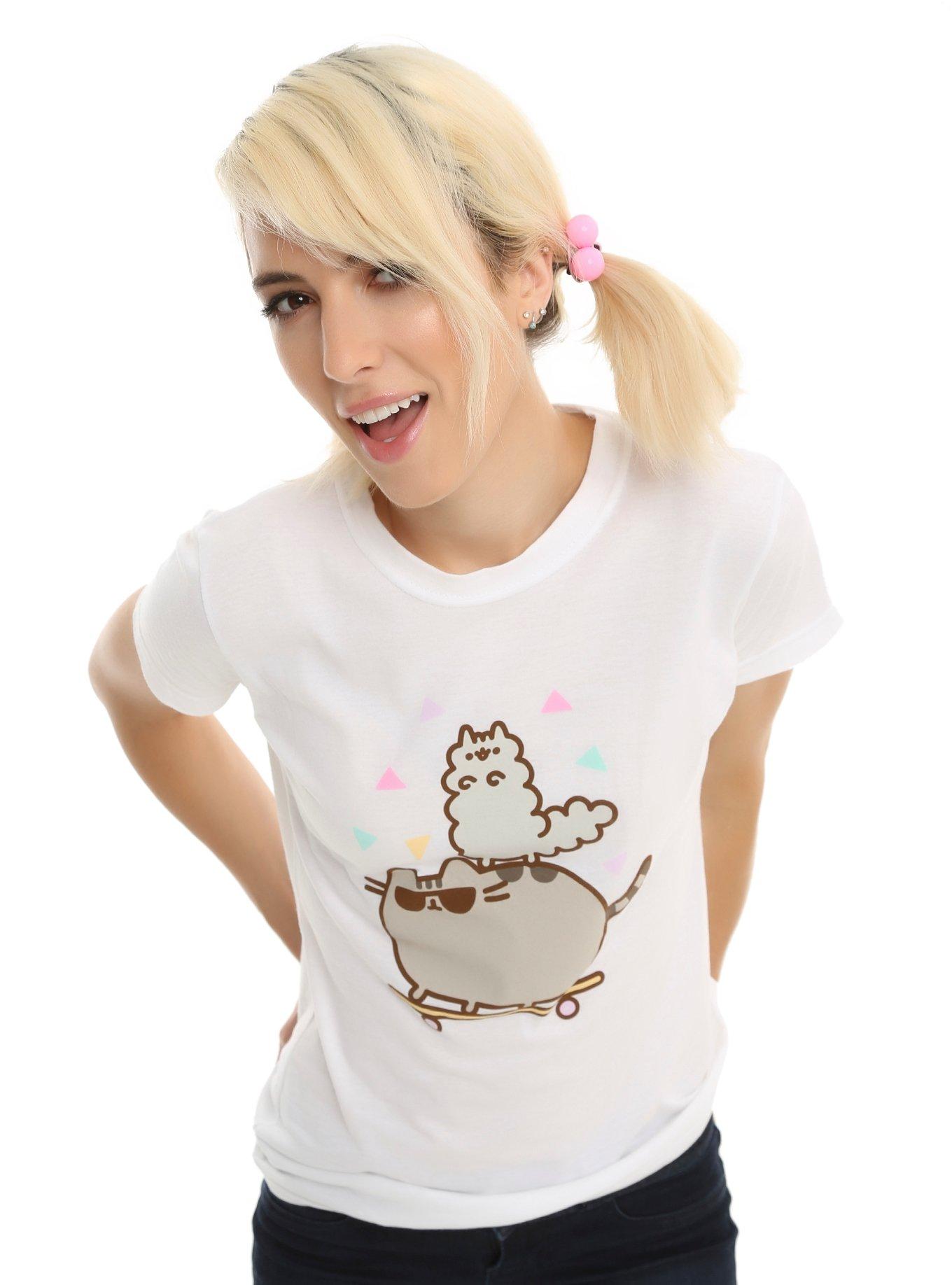 Pusheen & Stormy Skateboard Girls T-Shirt, WHITE, hi-res