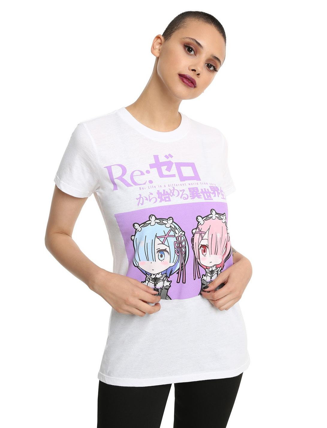 Re:Zero - Starting Life in Another World Chibi Rem And Ram Girls T-Shirt, WHITE, hi-res