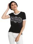 Beetlejuice Logo Girls Ringer T-Shirt, BLACK, hi-res
