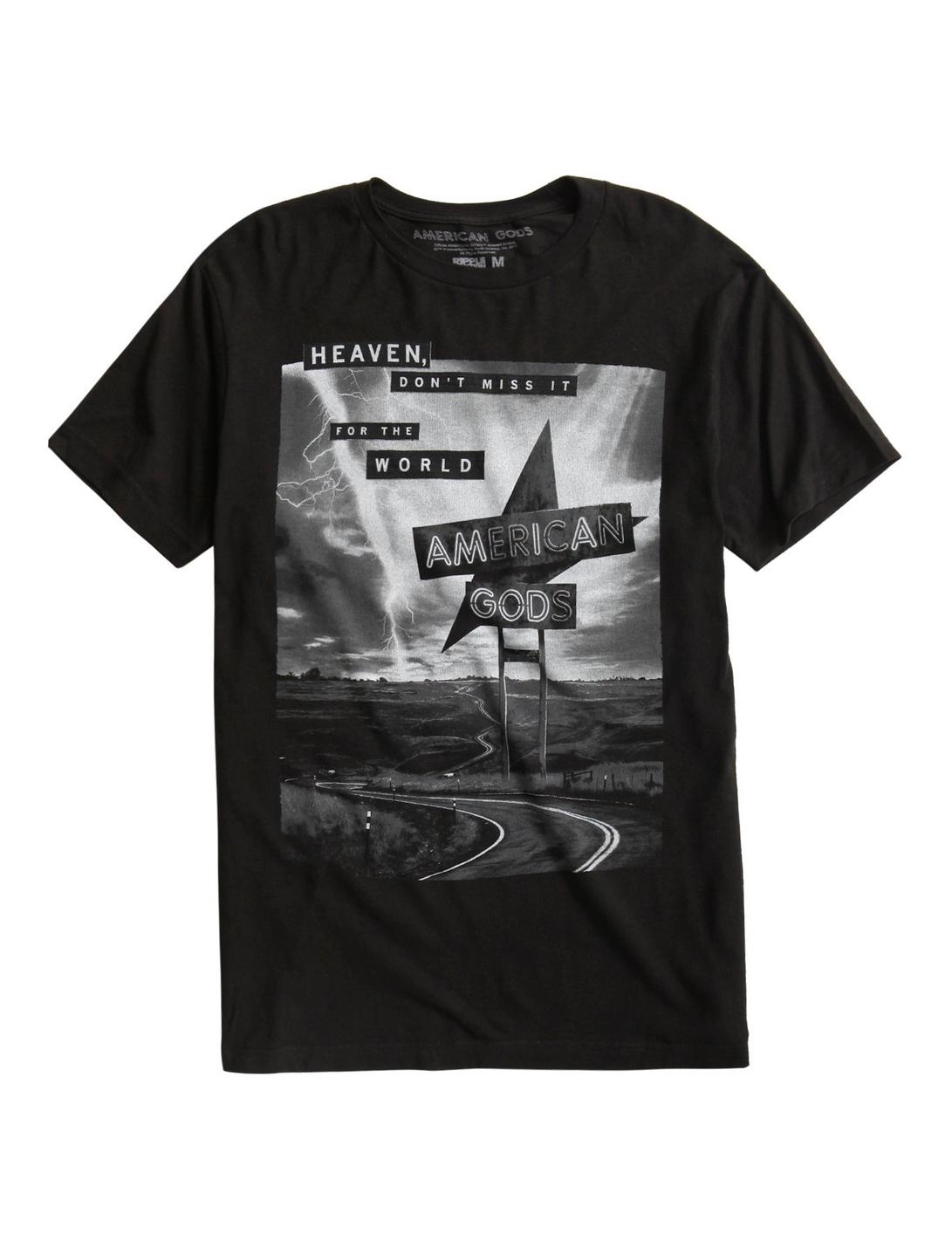 American Gods Heaven Road Sign T-Shirt, BLACK, hi-res