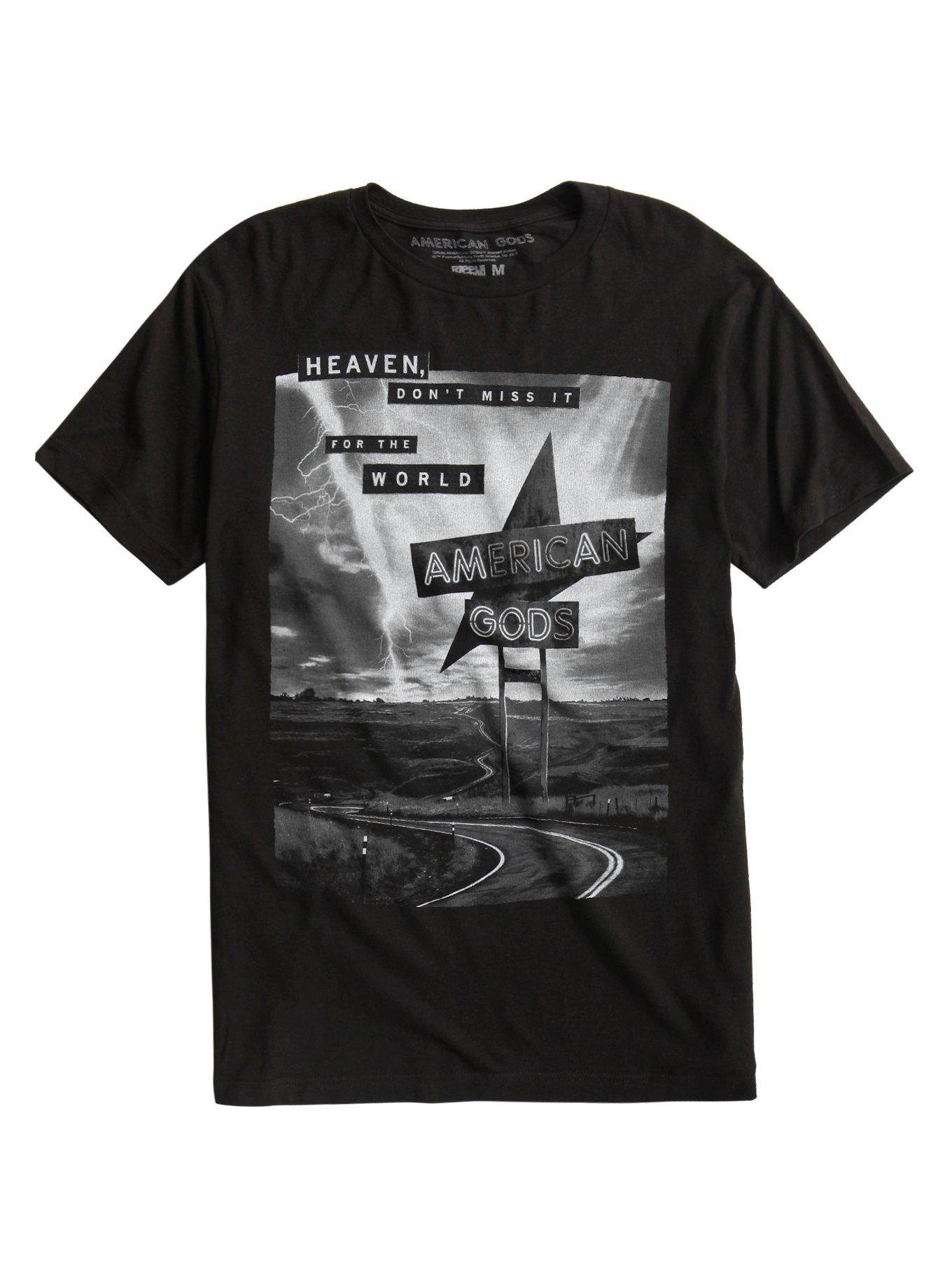 American Gods Heaven Road Sign T-Shirt, BLACK, hi-res