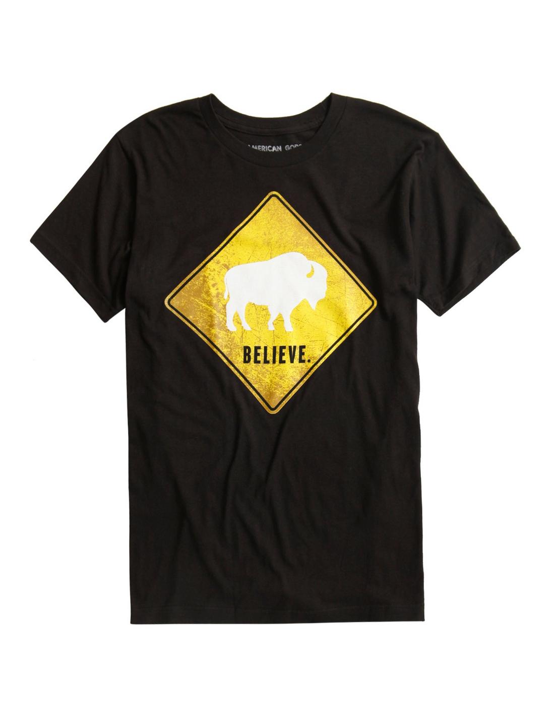 American Gods Buffalo Believe Sign T-Shirt, BLACK, hi-res