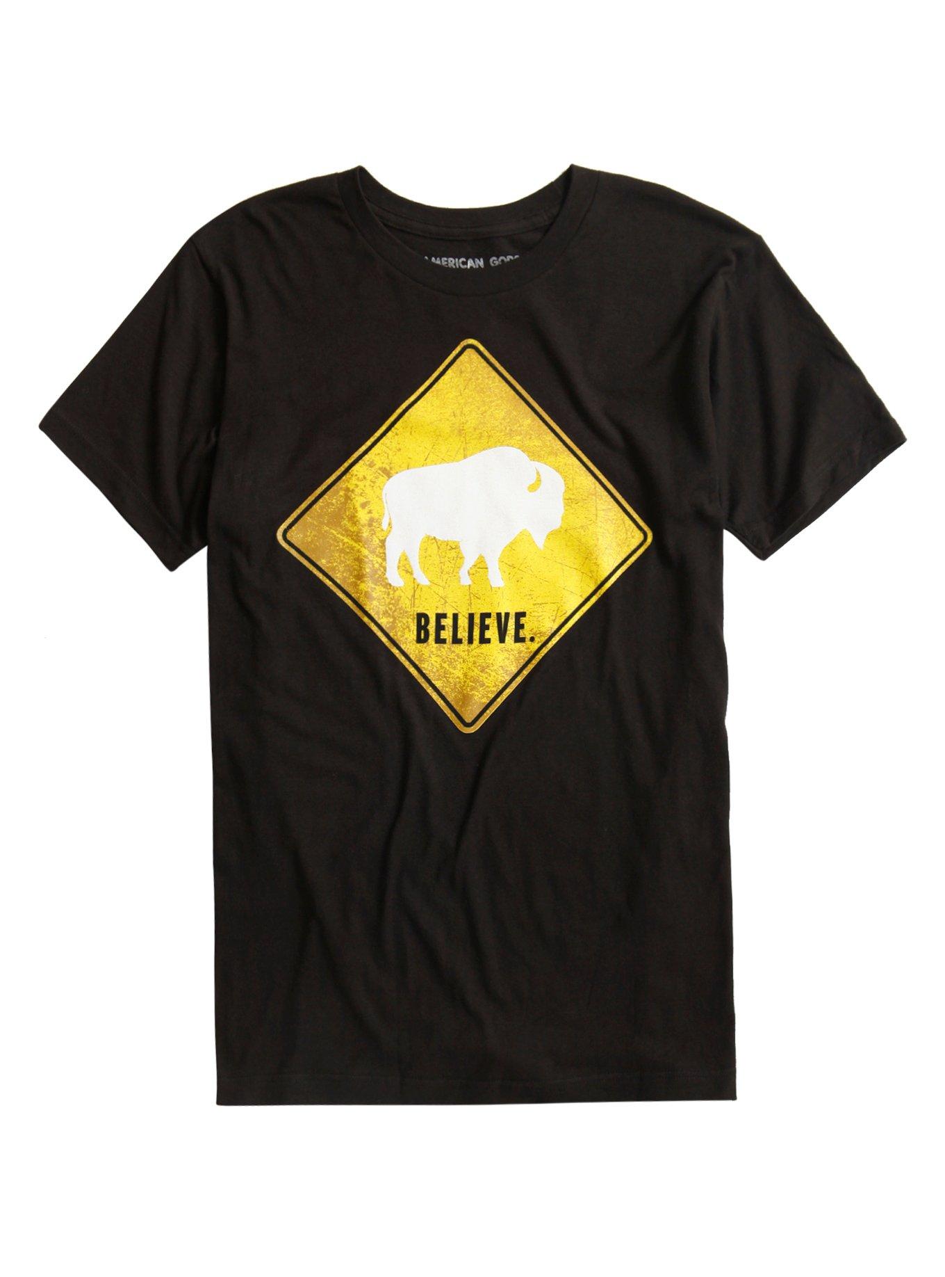 American Gods Buffalo Believe Sign T-Shirt, BLACK, hi-res