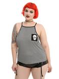 Skull Pocket Striped Girls Tank Top Plus Size, BLACK, hi-res