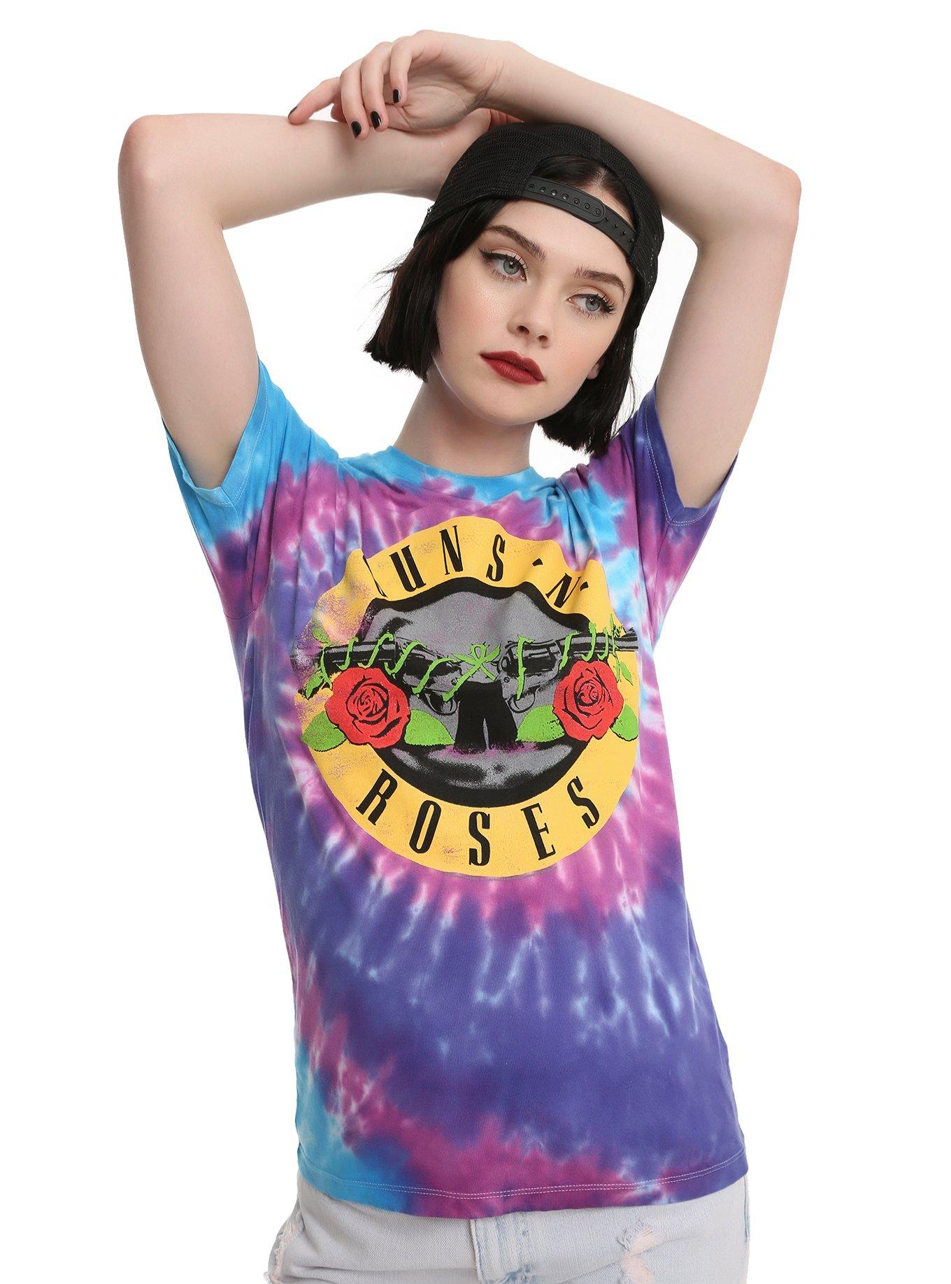 Guns N' Roses Logo Tie-Dye Girls T-Shirt, BLUE, hi-res