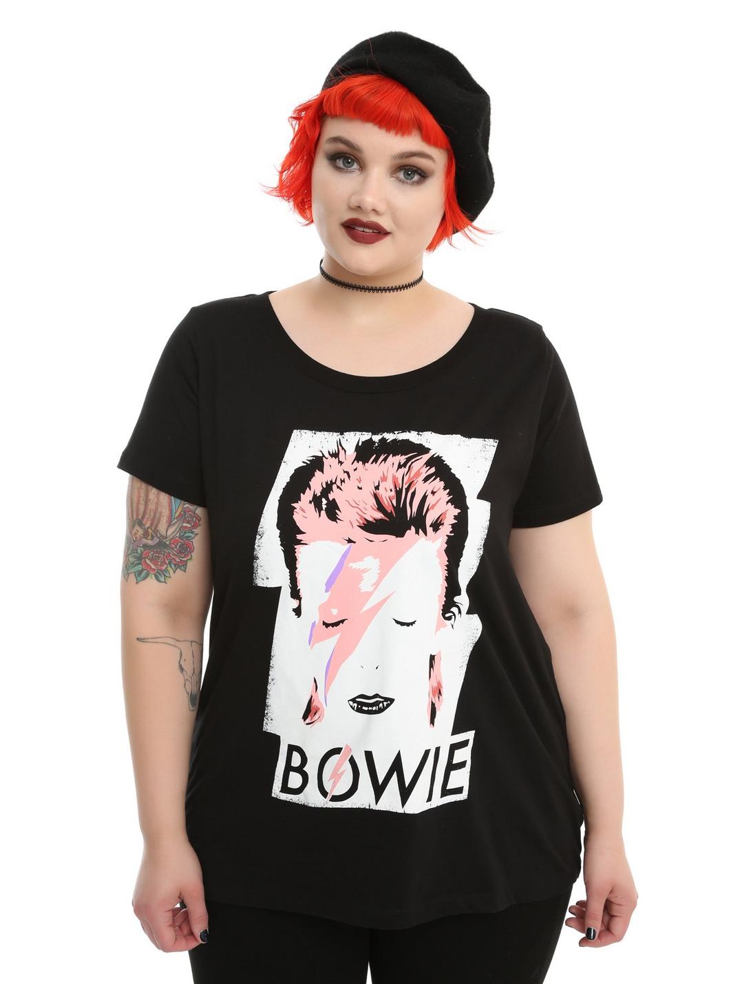 David Bowie Ziggy Face Girls T-Shirt Plus Size, BLACK, hi-res