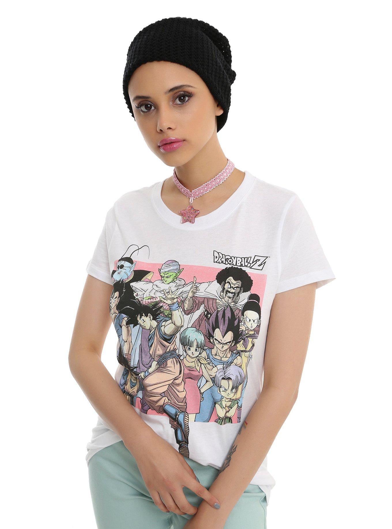 Dragon Ball Z Group Pink Pose Girls T-Shirt, WHITE, hi-res