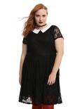 Black & White Collar Lace Dress Plus Size, BLACK, hi-res