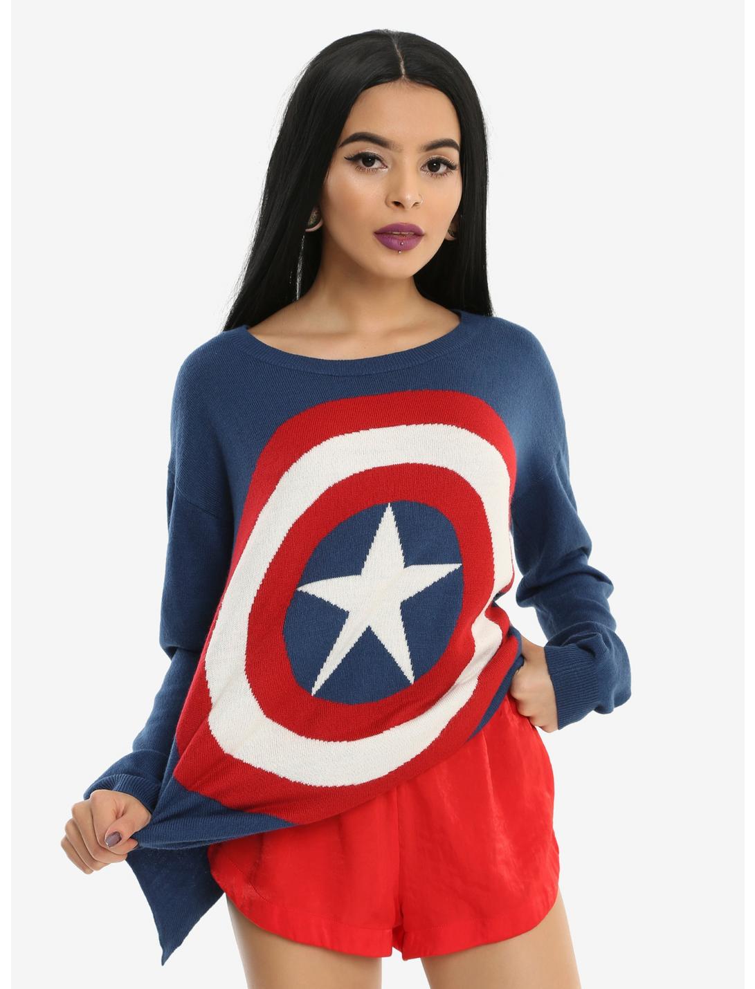 Her Universe Marvel Captain America Shield Girls Sweater, MULTI, hi-res