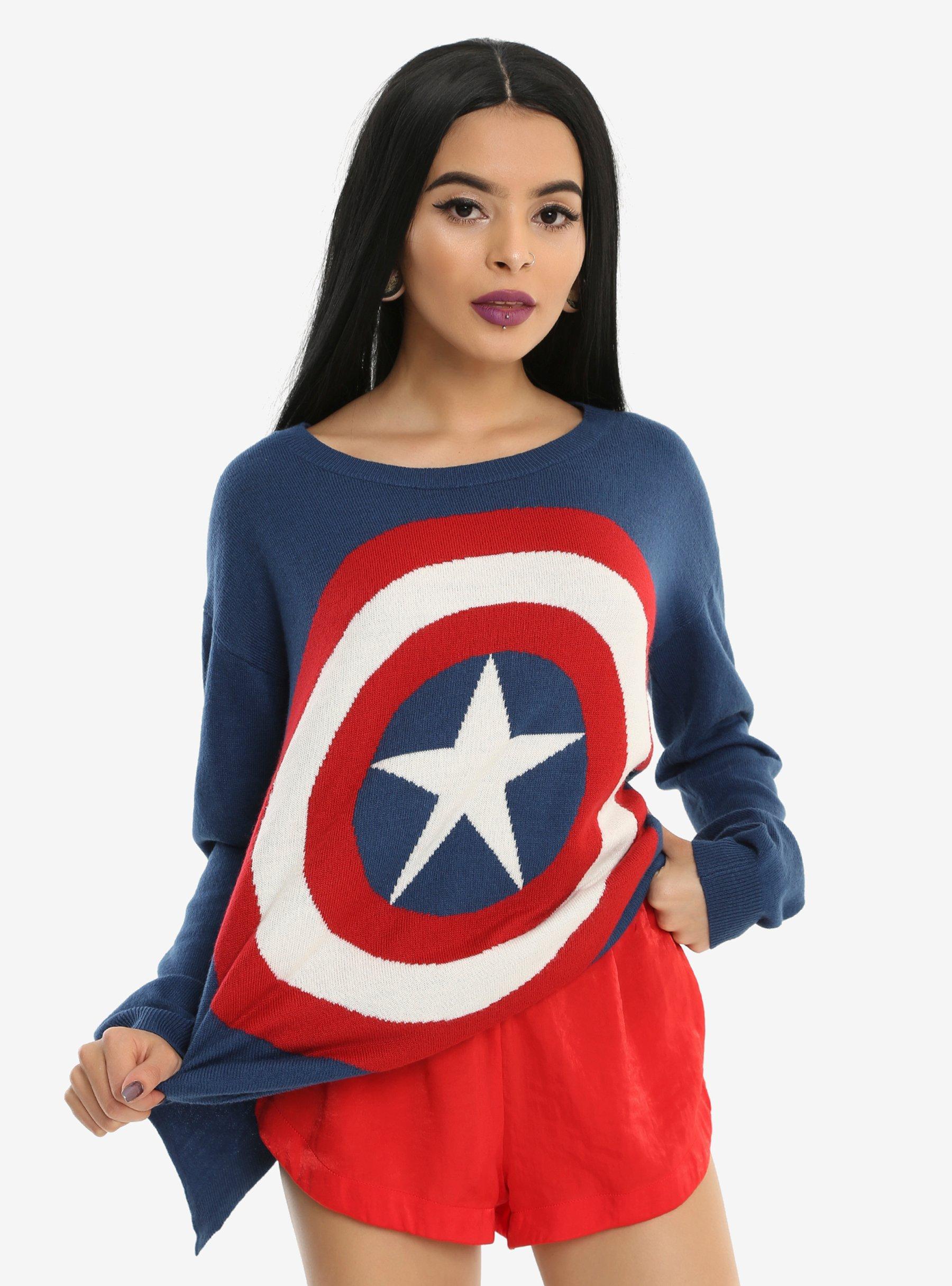 Her Universe Marvel Captain America Shield Girls Sweater, MULTI, hi-res