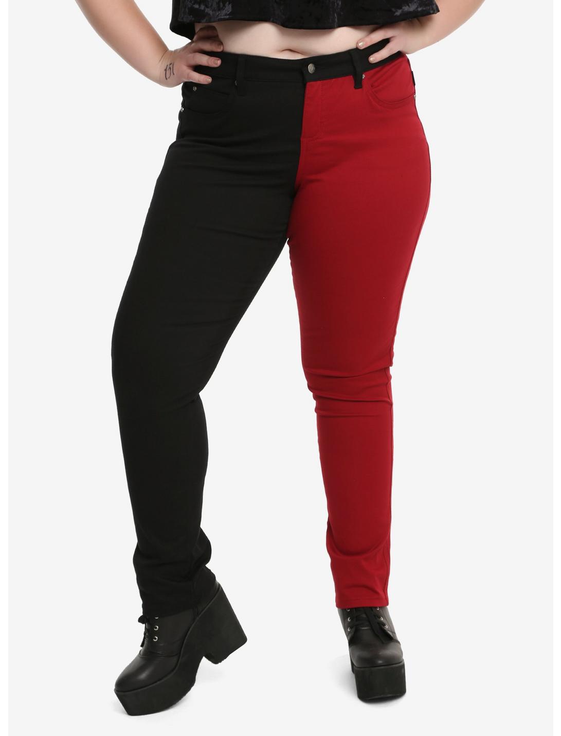 Tripp Red & Black Split Leg Skinny Jeans Plus Size